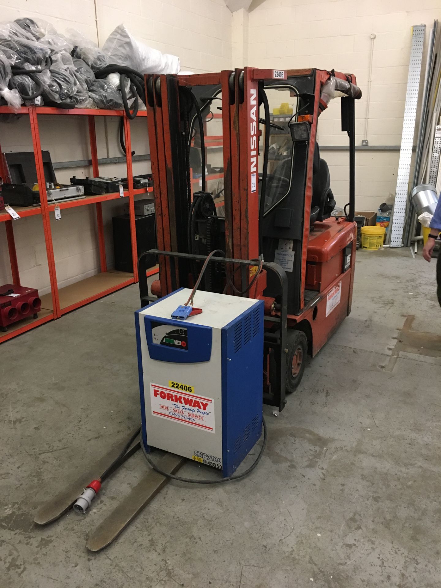 Nissan NO1L15HQ Sideshift Electric Forklift Truck, chassis number: E720836 with Charger (Please Note