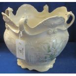 Florally decorated, Victorian style, pottery jardiniere. CONDITION REPORT: Not old.
