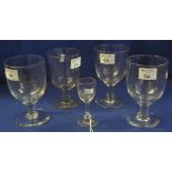 Group of assorted 19th Century drinking glasses to include: three assorted rummers and a small