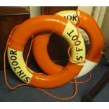 Two marine life belts named to the vessel 'Sinjoor', Saundersfoot. (S'foot).