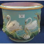 Large 19th Century George Jones majolica straight sided pottery jardiniere,