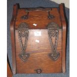 Art Nouveau design oak coal box.