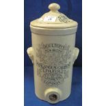 Doulton's New Patent 'Manganous carbon filter' in pottery with lid, Doulton Lambeth, London.