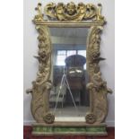 UNUSUAL 18TH CENTURY CARVED WOOD AND GESSOED, GILDED FRAME,
