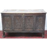 17TH CENTURY OAK PANELLED COFFER,