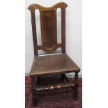 17TH CENTURY OAK PANEL BACKED CHAIR OR BACK STOOL,