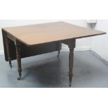 VICTORIAN MAHOGANY DROP LEAF, GATE ACTION, DINING TABLE, the top with curved angles,