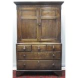 LATE 18TH/EARLY 19TH CENTURY WELSH OAK TWO STAGE PRESS CUPBOARD,