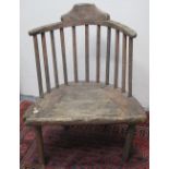 19TH CENTURY SCOTTISH PRIMITIVE STICKED BACK ELBOW CHAIR, with arch cresting,