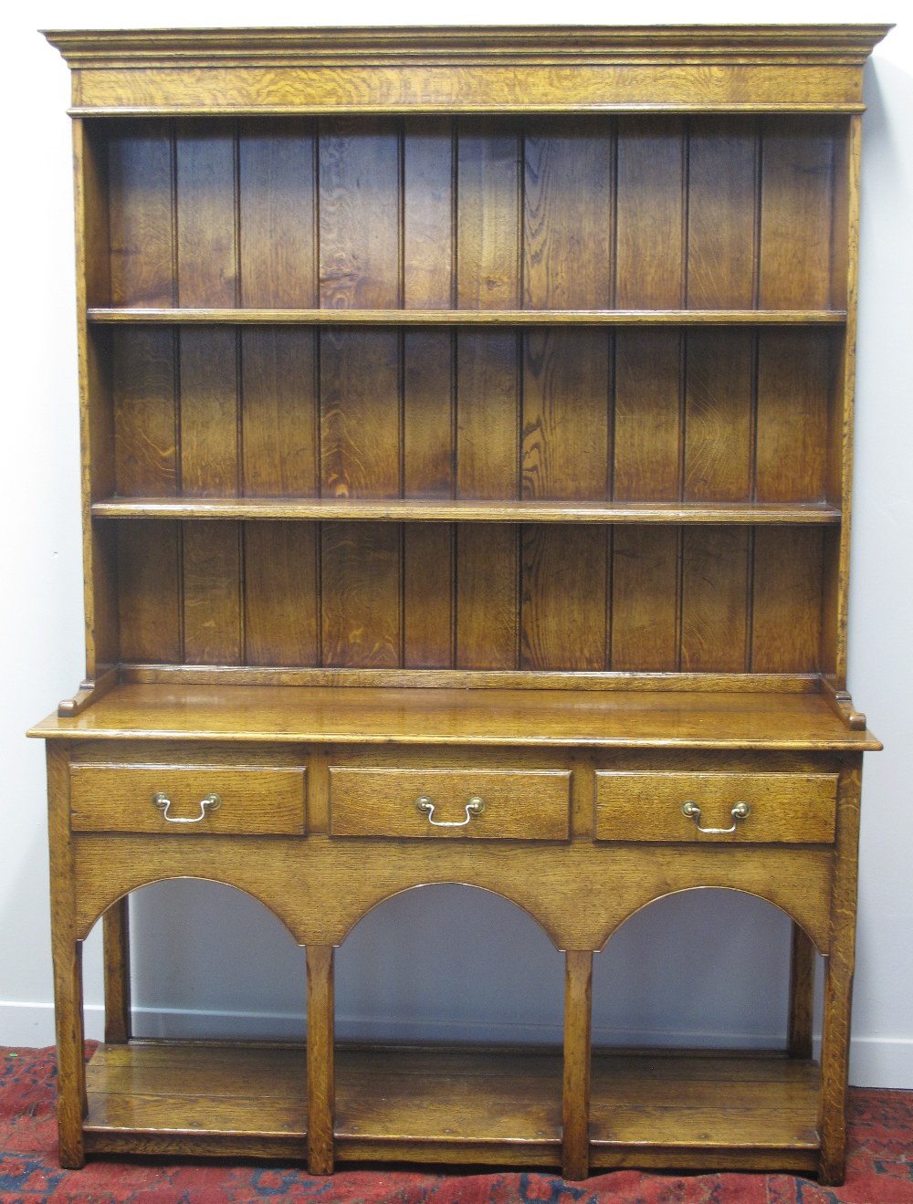 18TH CENTURY STYLE WELSH OAK POT BOARD DRESSER,