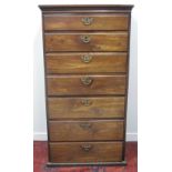 EARLY 19TH CENTURY MAHOGANY TALL CHEST of seven graduated and moulded drawers under a moulded