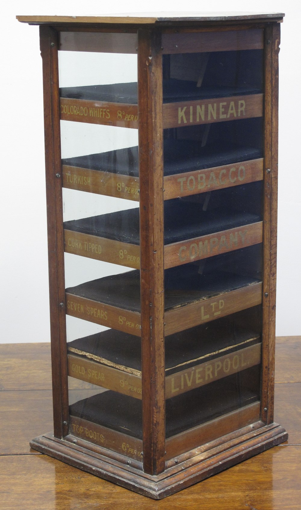 SMALL EARLY 20TH CENTURY COUNTER TOP TOBACCONIST'S CABINET, 'Kinnear Tobacco Company Limited,