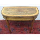 REGENCY ROSEWOOD DEMI LUNE FOLD OVER CARD TABLE,