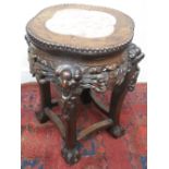 19TH CENTURY CHINESE PADOUK WOOD FISH TANK OR JARDINIERE STAND with beaded top,