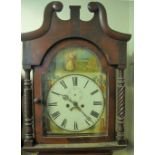 VICTORIAN MAHOGANY EIGHT DAY, TWO TRAIN, LONG CASE CLOCK, having broken swan neck pediment,