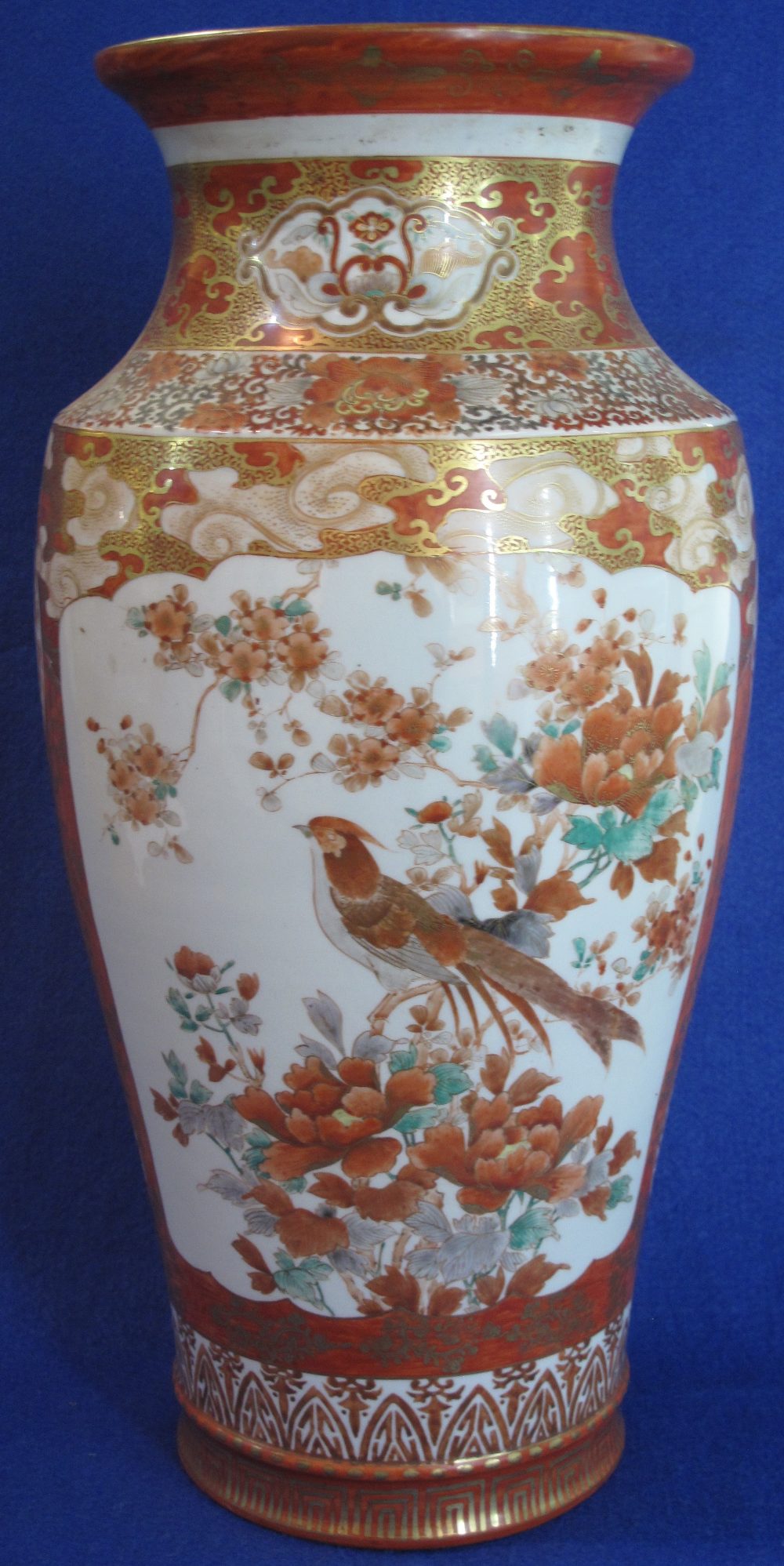 Large late 19th/early 20th Century Japanese Kutani porcelain, baluster shaped vase,