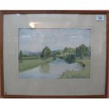 Glenith Evans, 'River Towy from Dryslwyn Bridge', signed and dated: '67, watercolours.