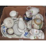 Box of assorted china to include: floral teaware; modern Chinese ginger jar;