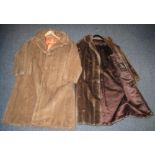 Two vintage pale faux fur three-quarter length coats;