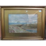 British School, (early 19th Century), coastal study with harbour,