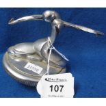 Art Deco design chrome plated motorcar radiator mascot in the form of a stylised stretching figure,