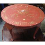 Oriental design, gilt painted occasional table on cabriole legs.