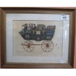 19th Century coloured coaching print. Framed and glazed.