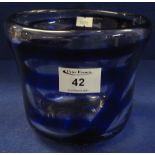 Swedish Hytta Art Glass vase with integral blue framework decoration,