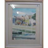 Eleri Blood, study of Aberaeron harbourside, watercolours, signed and dated: '96.