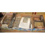 Four boxes of assorted Adana printing items and accessories including lead spacers; letter press;