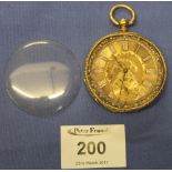 18ct gold engraved pocket watch, the movement marked: Patent Lever,