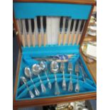 Cased set of Sheffield Stuart pattern cutlery.