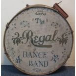 Wood framed bass drum, 'The Regal Dance Band'.