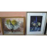 Ivor Williams, still life study, jug of flowers, signed, watercolours,