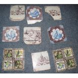 Box of assorted tiles to include 18th Century Delft depicting landscape,