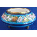 19th Century Minton porcelain, cauldron shaped squat baluster bowl on three gilded feet,