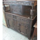 Reproduction oak court cupboard.