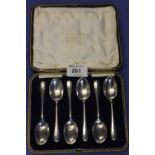 Cased set of silver coffee spoons, Sheffield hallmarks.