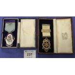 Silver and enamel Masonic Founders Jewel in original case,