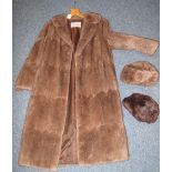 Vintage 1950's M + Michaels Furs of Bristol ladies 3/4 length fur coat and two fur hats also by M +