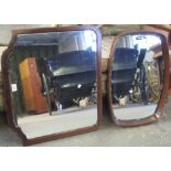 Oval beval plate mahogany mirror together with another mahogany inlaid dressing table mirror.