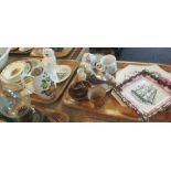 Two trays of assorted china to include: Beswick seated dog; Susie Cooper floral plates;