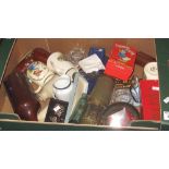 Tray of assorted items to include: vintage miner's lamp; Morris Evans and Co.