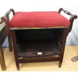 Edwardian mahogany inlaid piano stool.