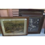 Military print, South African war battle scene in maple frame,