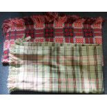 Welsh geometric Carthen blanket in red, blue and black.