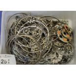 Small tub of assorted costume jewellery to include: various bangles; bar brooches;
