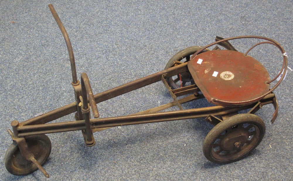 Mid 20th Century child's metal go kart of tricycle form,