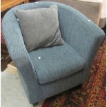 Modern blue upholstered tub type armchair.