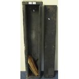 Steel gun case with removable door, fitted to take two guns, also including leather cartridge belt,